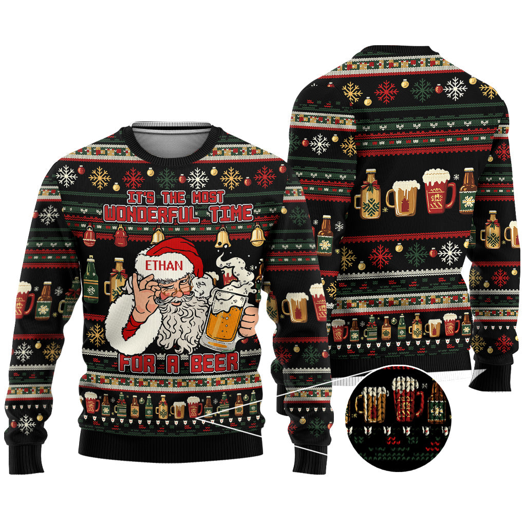 It's The Most Wonderful Time - Personalized Beer Ugly Sweater