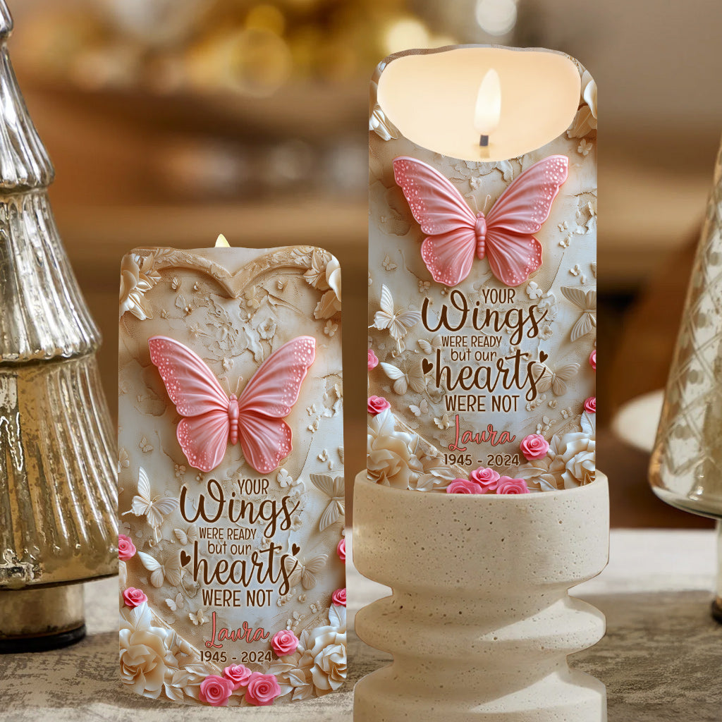 Your Wings Were Ready - Personalized Memorial Flameless Candle
