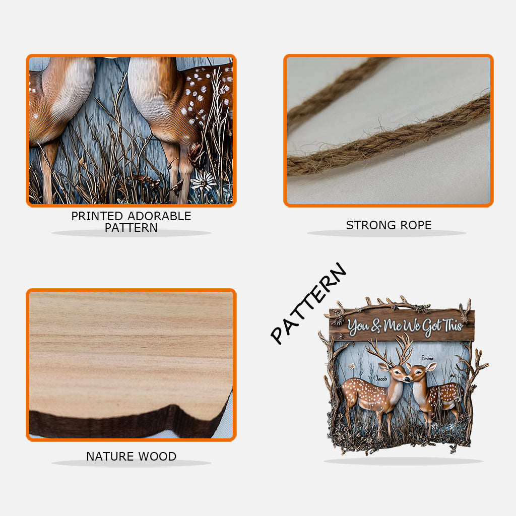 You And Me We Got This Dear Couple - Personalized Hunting Custom Shaped Wood Sign