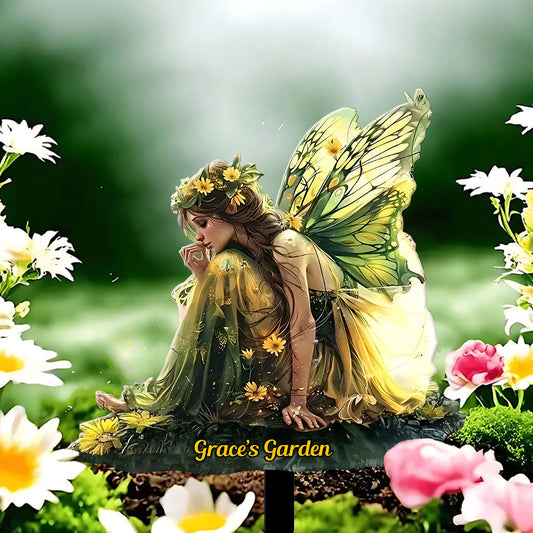 Garden's Green Fairy - Personalized Gardening Metal Garden Art