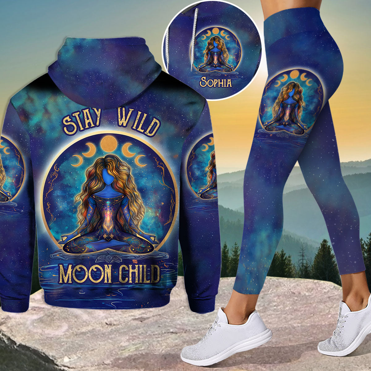 Stay Wild Moon Child - Personalized Yoga Hoodie and Leggings