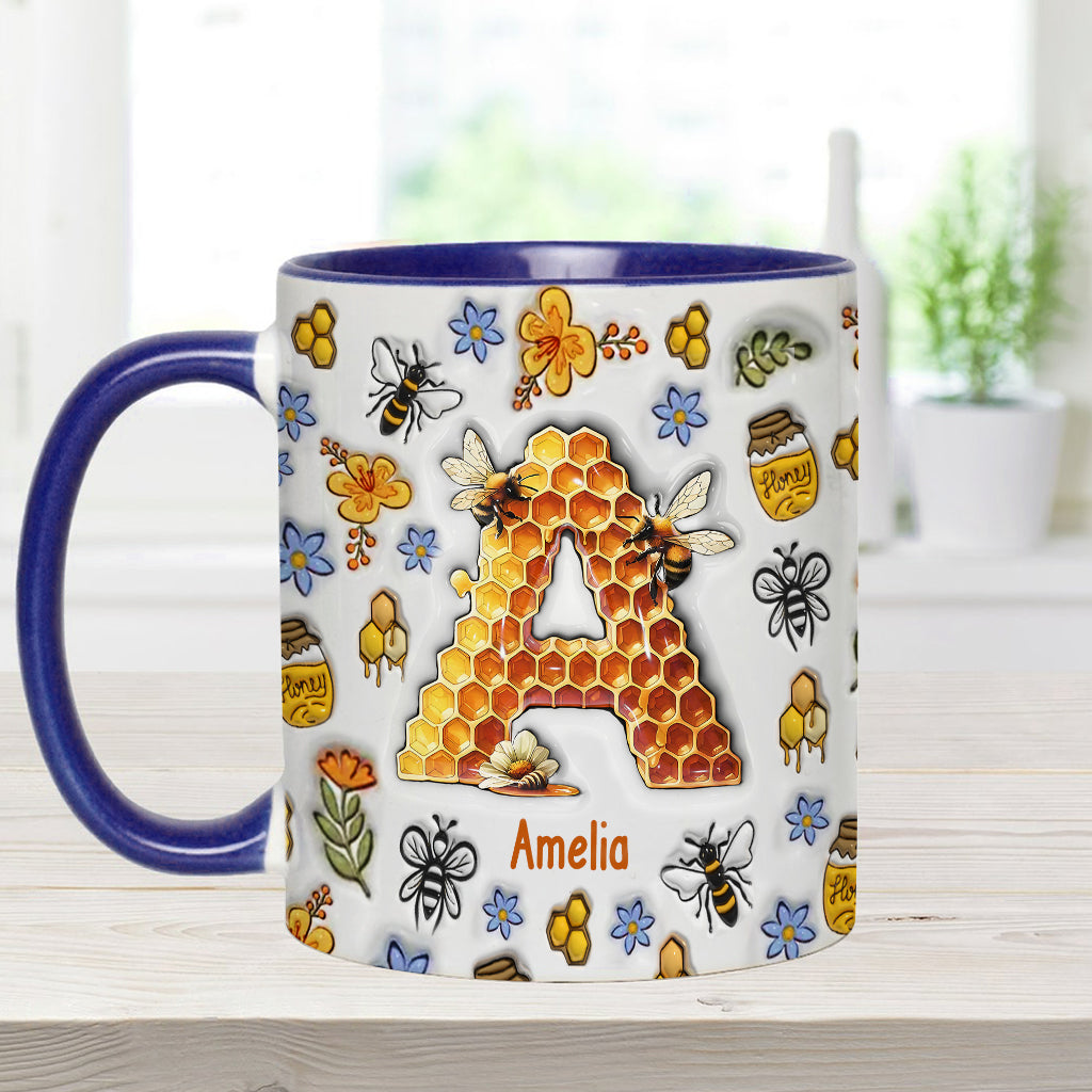 Stunning Bee Letter - Personalized Gardening Accent Mug