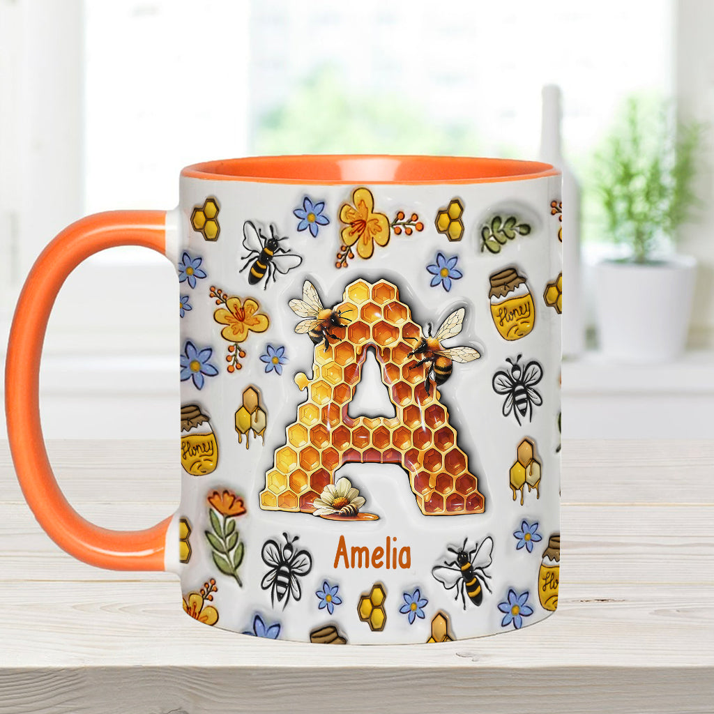 Stunning Bee Letter - Personalized Gardening Accent Mug