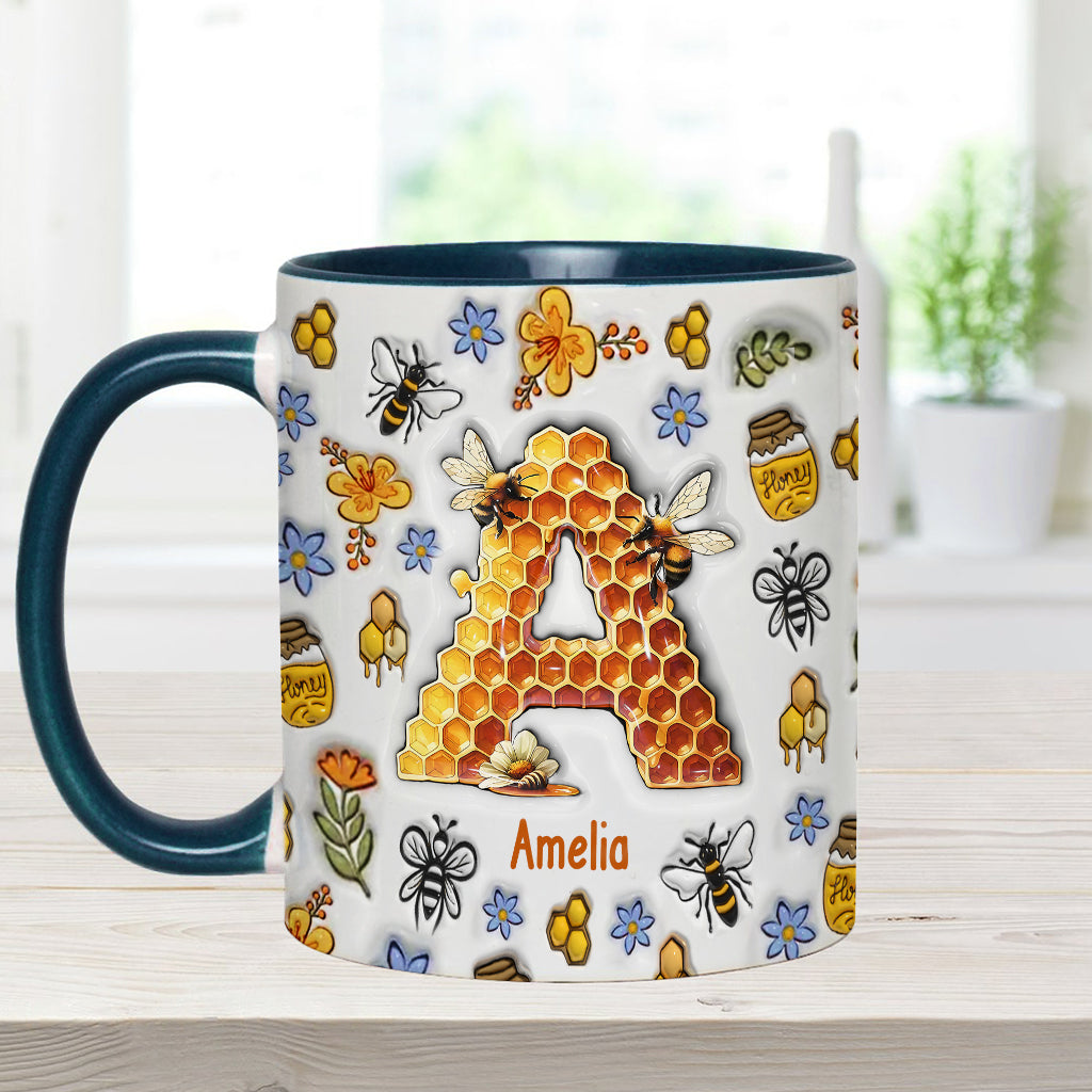 Stunning Bee Letter - Personalized Gardening Accent Mug