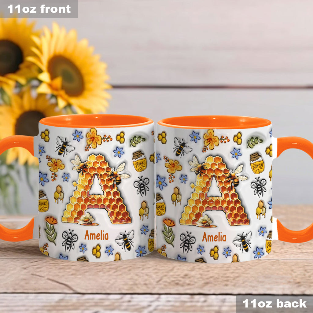 Stunning Bee Letter - Personalized Gardening Accent Mug