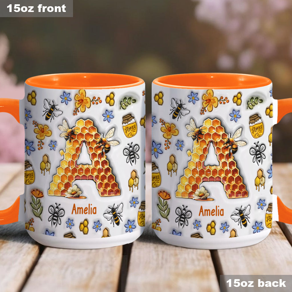 Stunning Bee Letter - Personalized Gardening Accent Mug