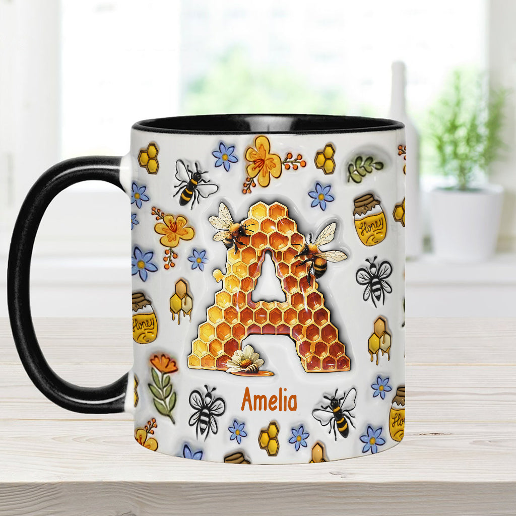 Stunning Bee Letter - Personalized Gardening Accent Mug