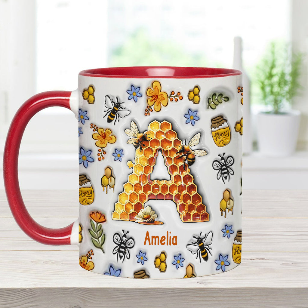 Stunning Bee Letter - Personalized Gardening Accent Mug