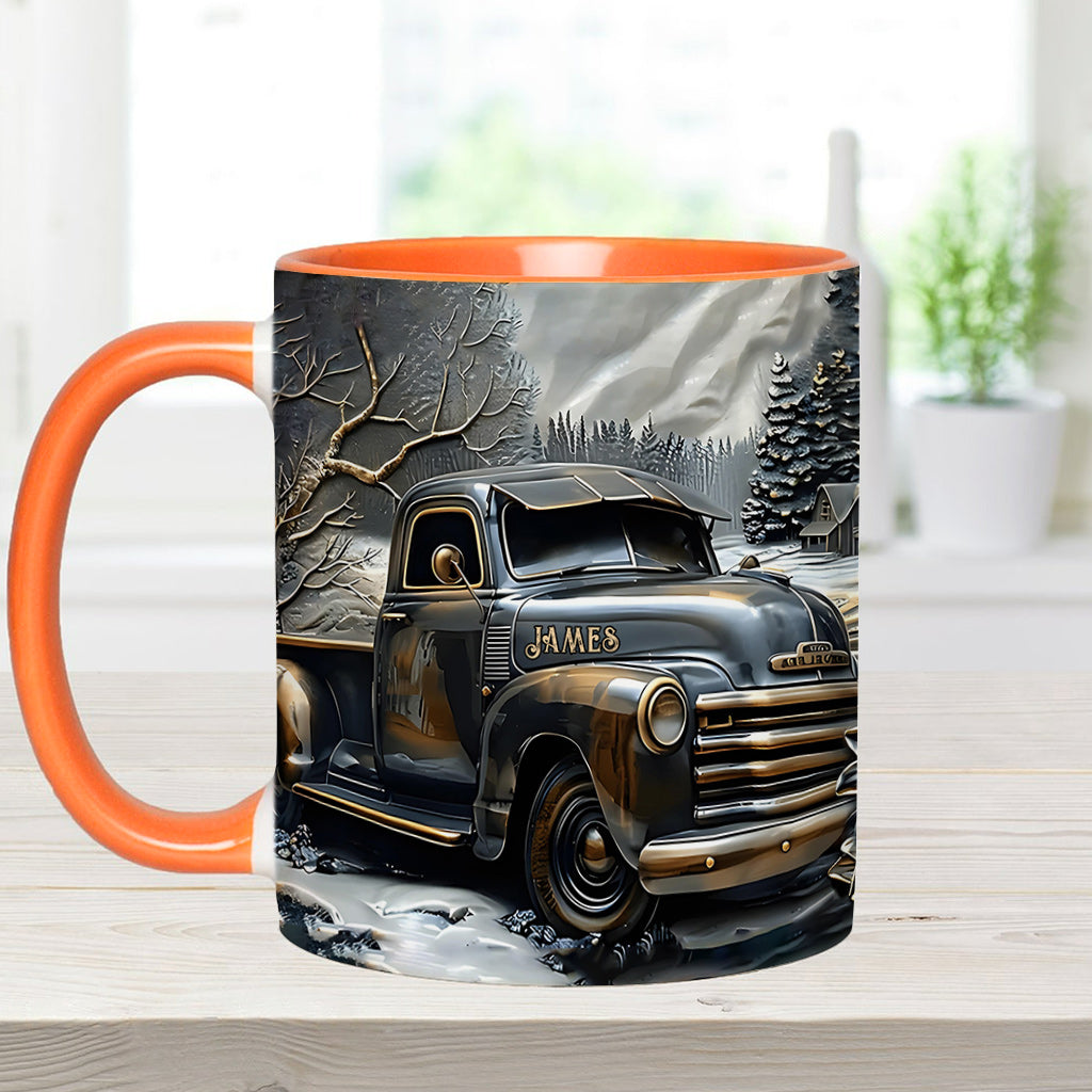 Never Underestimate An Old Man With A Truck - Personalized Trucker Accent Mug