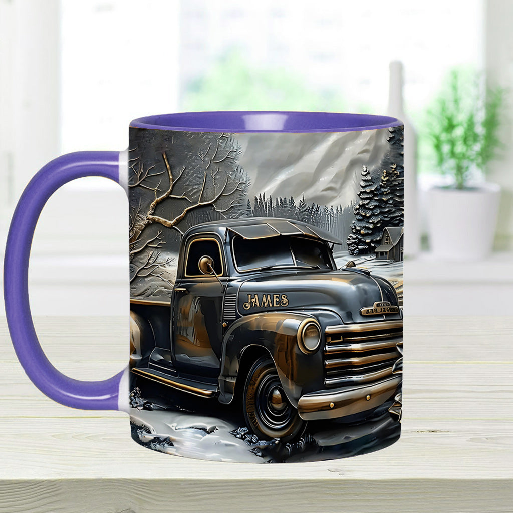 Never Underestimate An Old Man With A Truck - Personalized Trucker Accent Mug