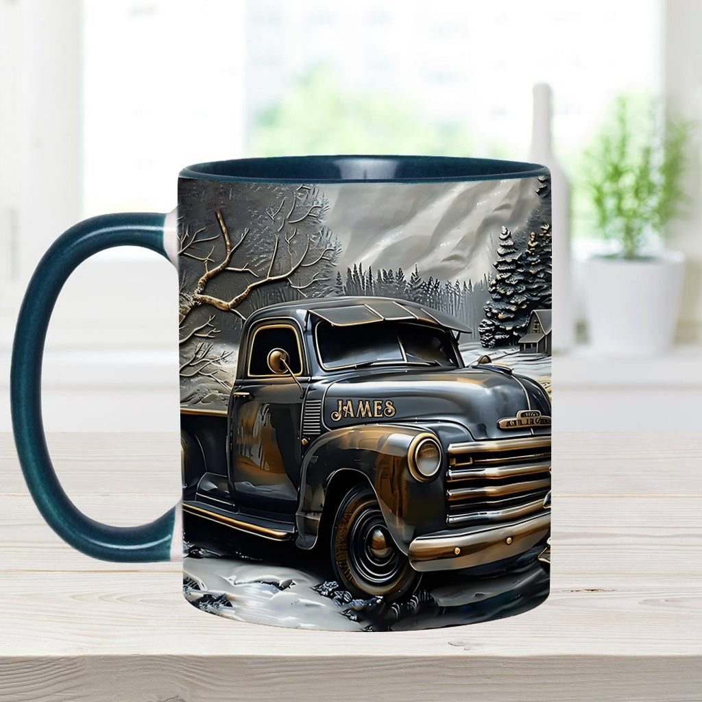 Never Underestimate An Old Man With A Truck - Personalized Trucker Accent Mug