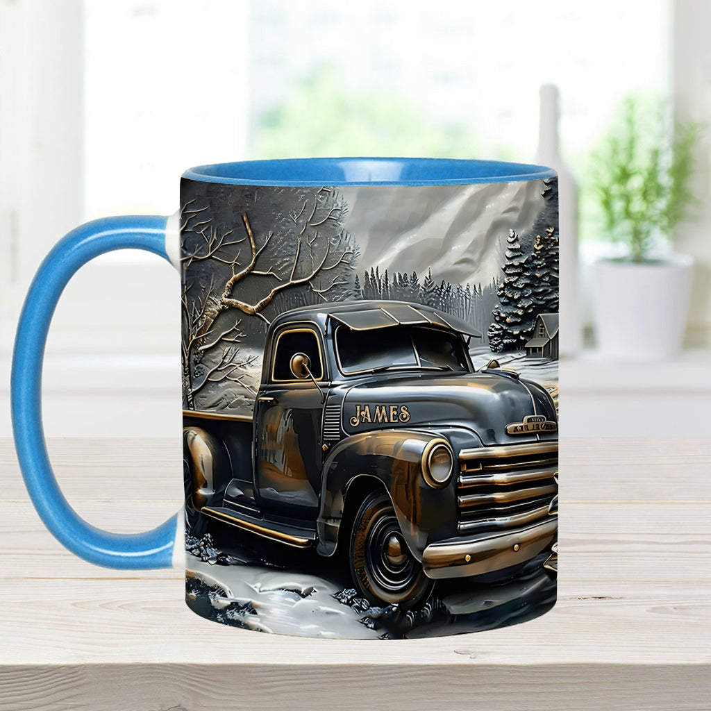 Never Underestimate An Old Man With A Truck - Personalized Trucker Accent Mug
