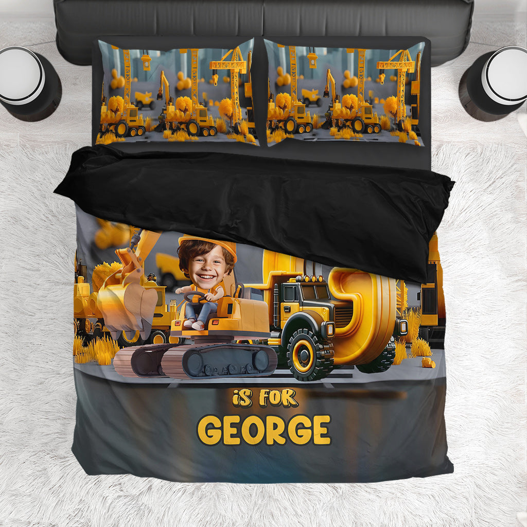 Construction Vehicle Alphabet - Personalized Kid Bedding Set