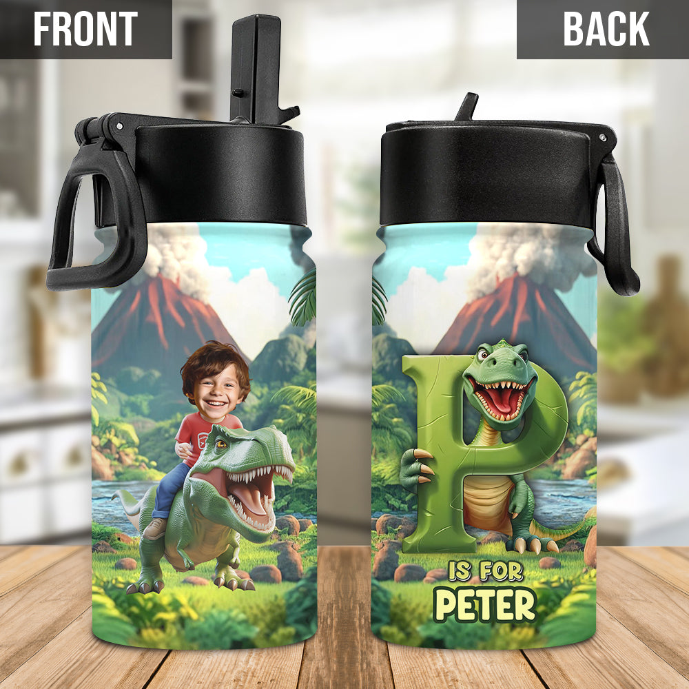Cool Dinosaur Alphabet - Personalized Kid Kids Water Bottle