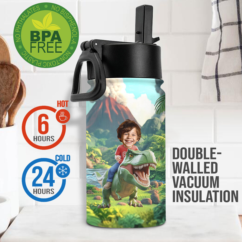 Cool Dinosaur Alphabet - Personalized Kid Kids Water Bottle