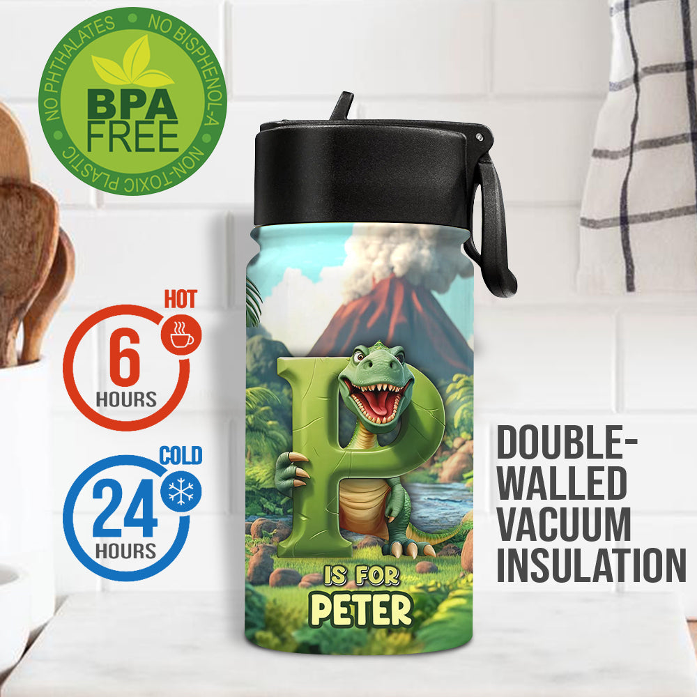 Cool Dinosaur Alphabet - Personalized Kid Kids Water Bottle