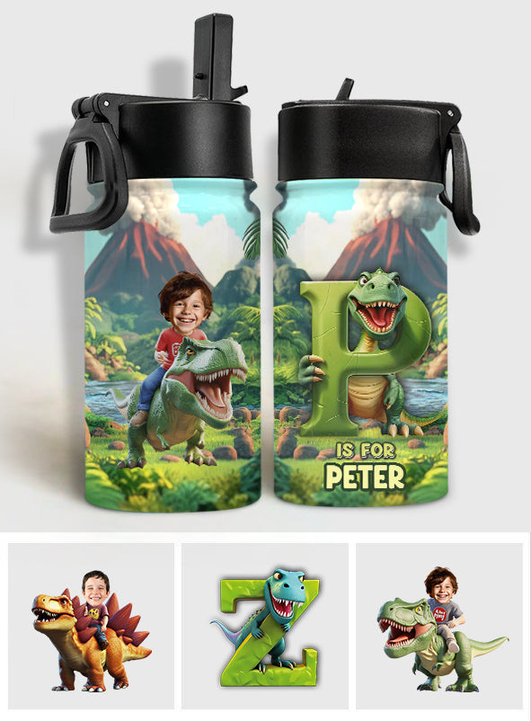 Cool Dinosaur Alphabet - Personalized Kid Kids Water Bottle