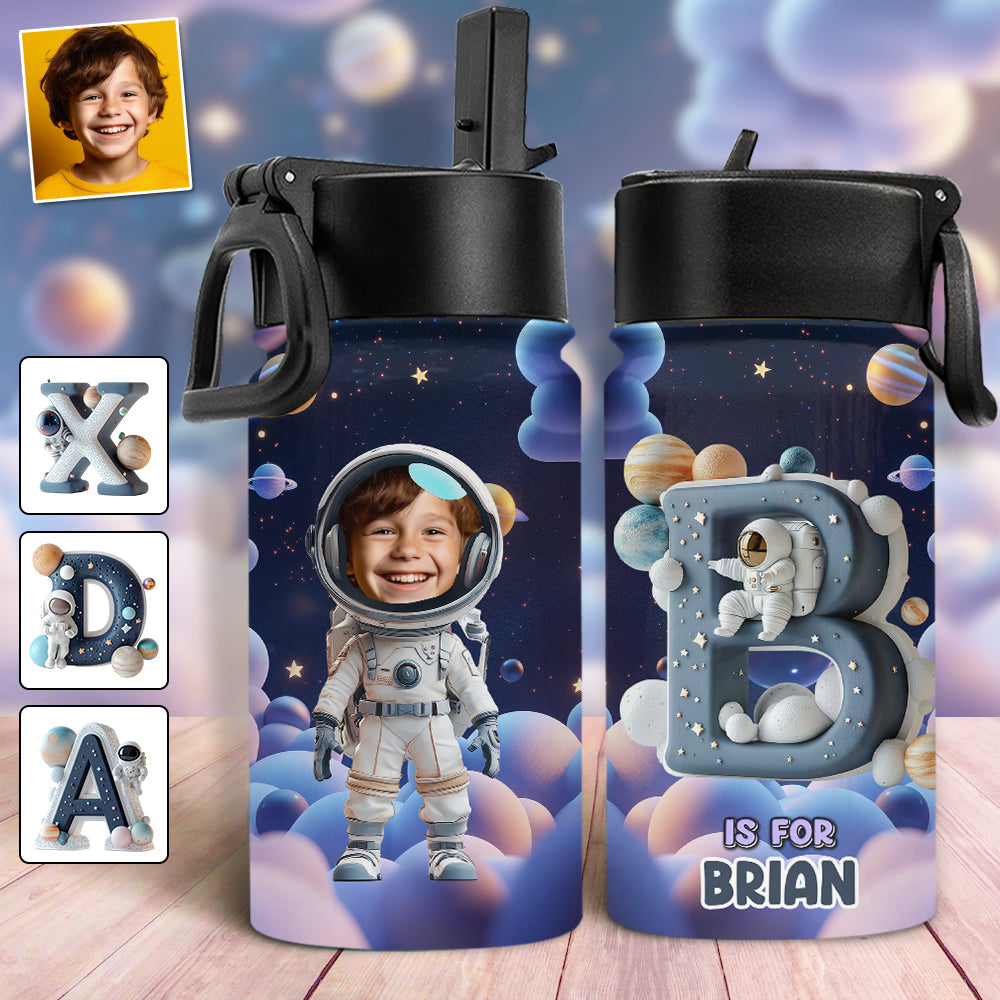 Cool Space Alphabet - Personalized Kid Kids Water Bottle