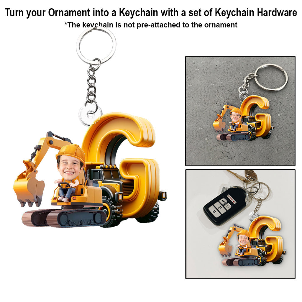 Construction Vehicle Alphabet Letters - Personalized Kid Custom Shaped Ornament