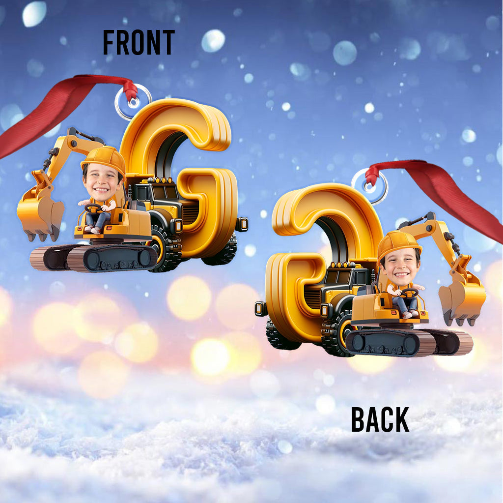 Construction Vehicle Alphabet Letters - Personalized Kid Custom Shaped Ornament