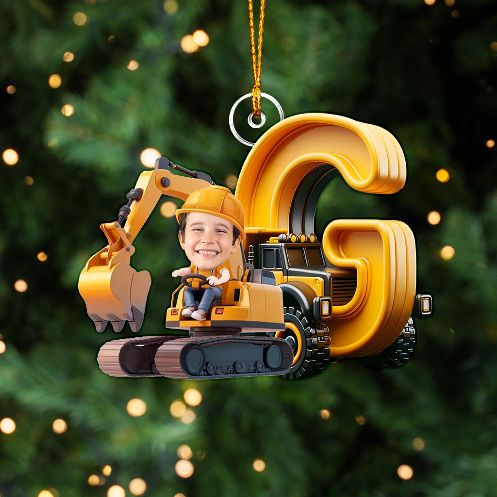 Construction Vehicle Alphabet Letters - Personalized Kid Custom Shaped Ornament
