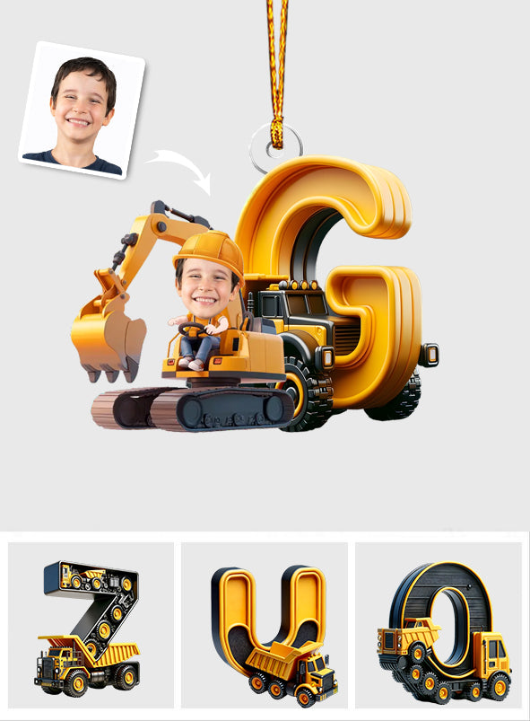 Construction Vehicle Alphabet Letters - Personalized Kid Custom Shaped Ornament