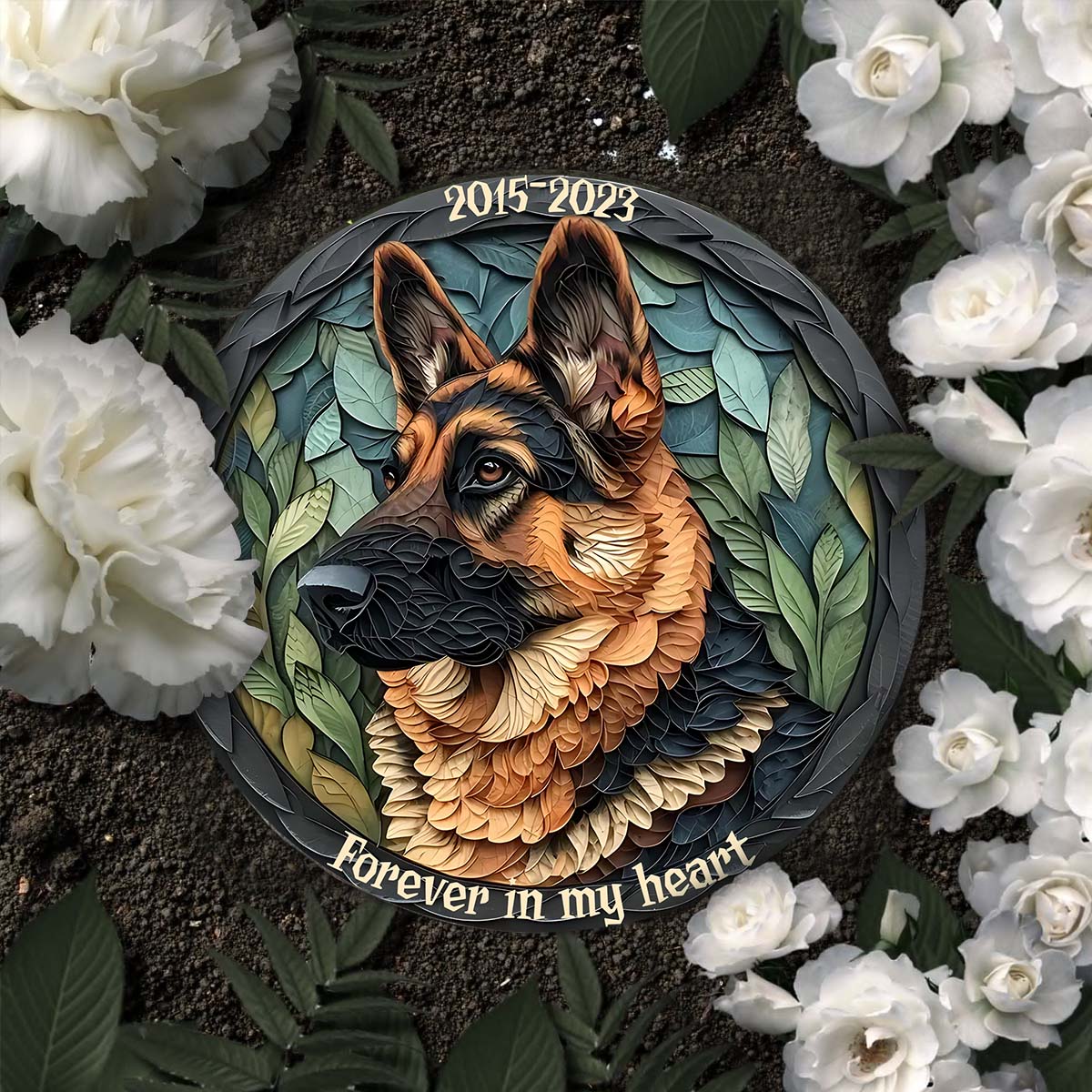 Forever In My Heart - Personalized German Shepherd Dog Round Shaped Stone