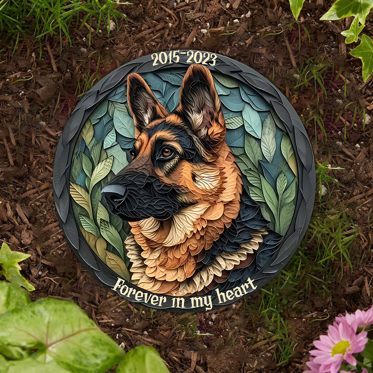 Forever In My Heart - Personalized German Shepherd Dog Round Shaped Stone