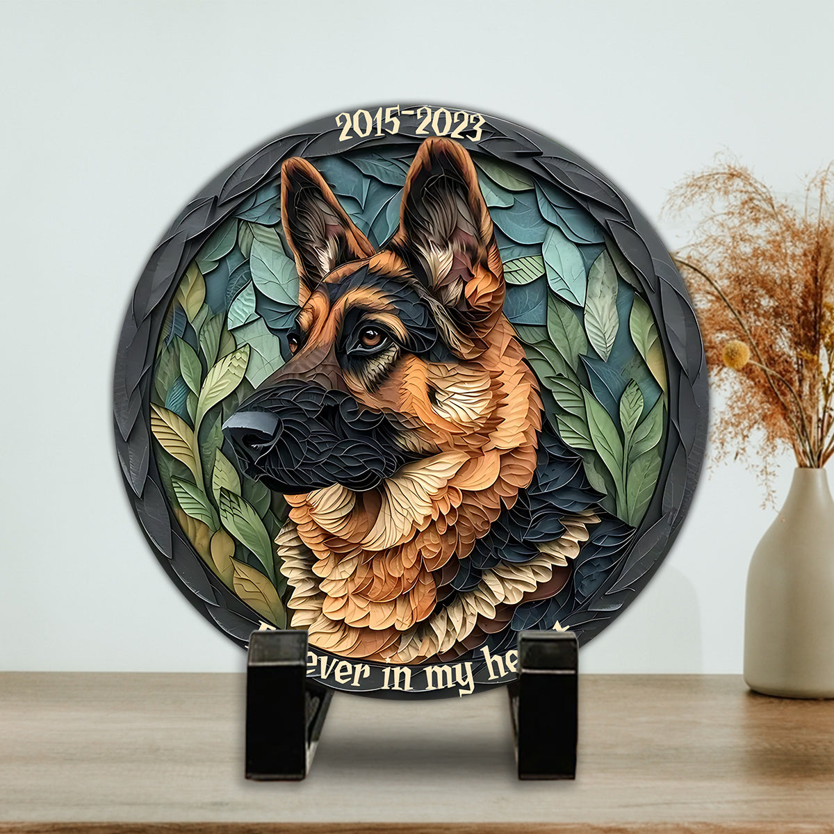 Forever In My Heart - Personalized German Shepherd Dog Round Shaped Stone