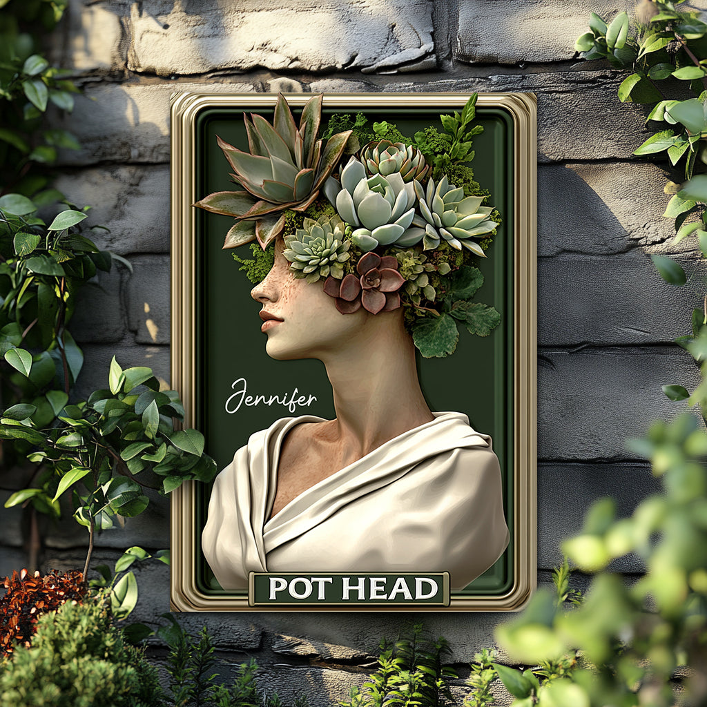 Pot Head - Personalized Gardening Rectangle Metal Sign