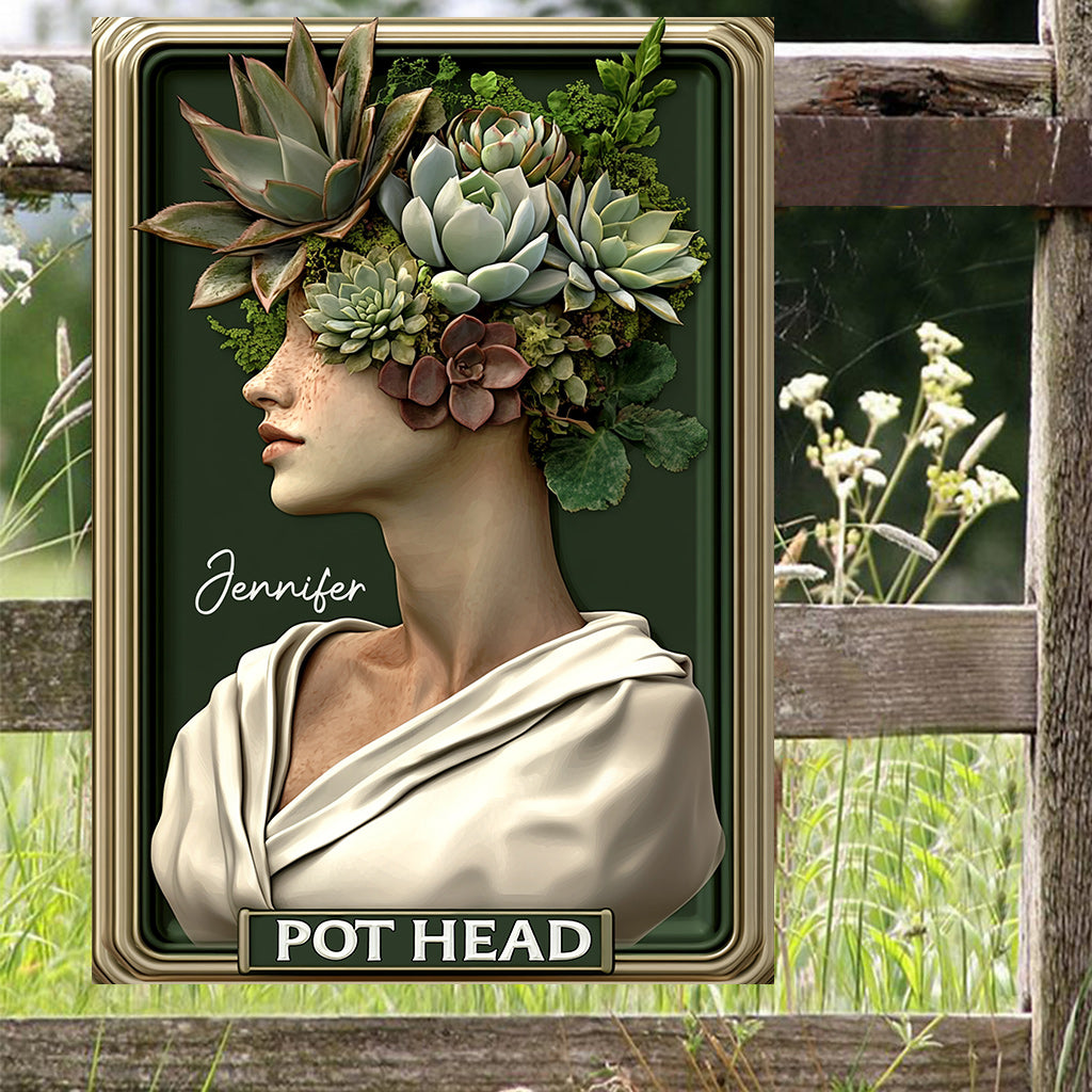 Pot Head - Personalized Gardening Rectangle Metal Sign