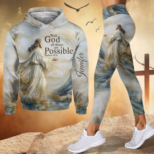 With God All Things Are Possible - Personalized Christian Hoodie and Leggings