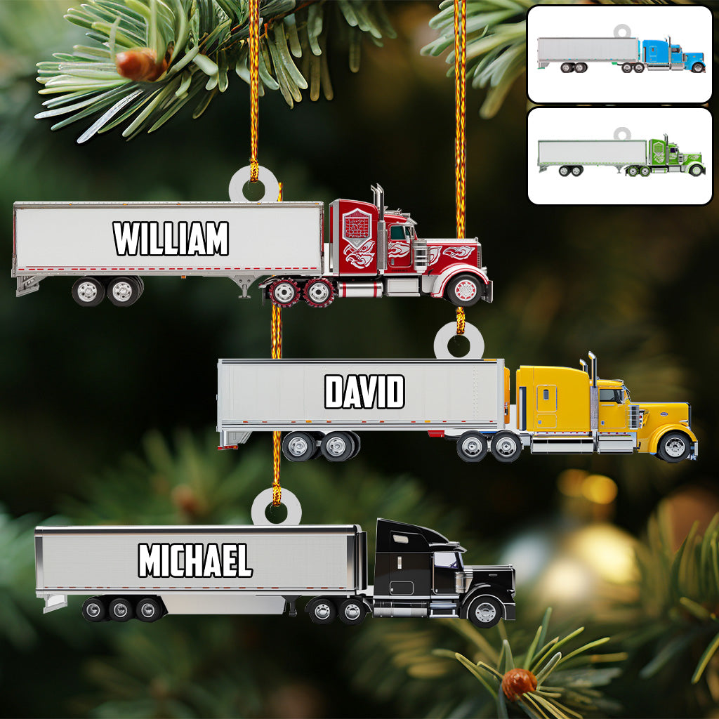 Truck Gift For Grandkids - Personalized Kid Ornament