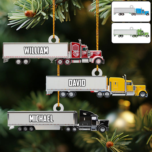 Truck Gift For Grandkids - Personalized Kid Ornament