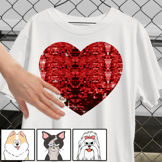 Double Trouble - Gift for dog lovers - Personalized Sequin T-shirt