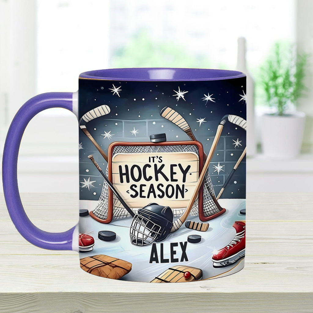 It's Hockey Season - Personalized Hockey Accent Mug
