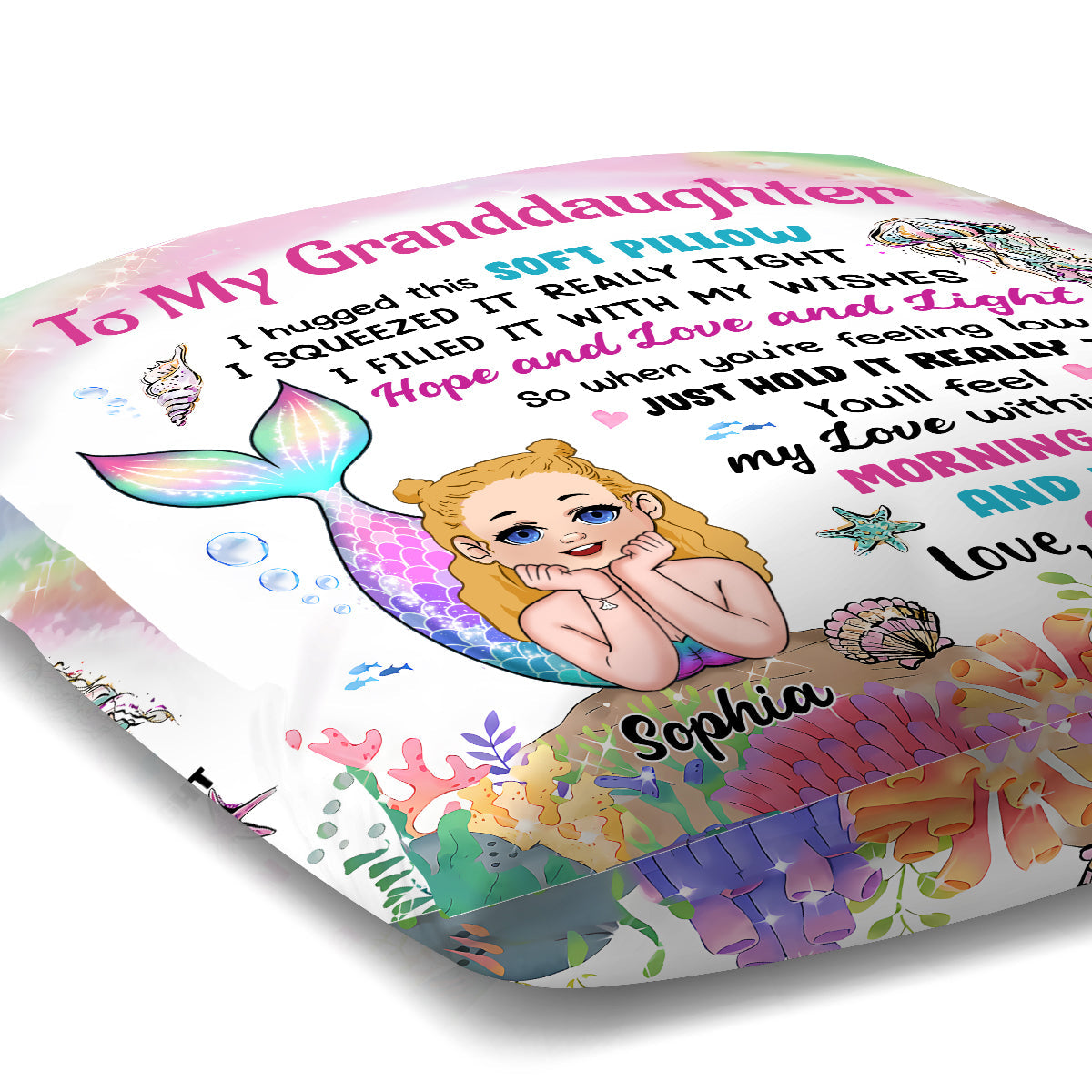 Personalized Granddaughter Daughter Mermaid Hug This Pillow - Personalized granddaughter Throw Pillow