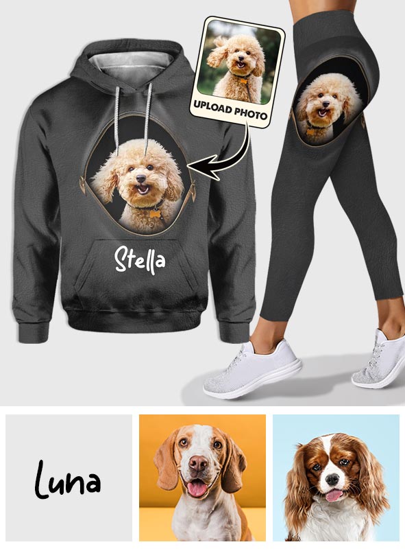 Peeking Pet Custom Photo And Name - Personalized Dog Hoodie and Leggings