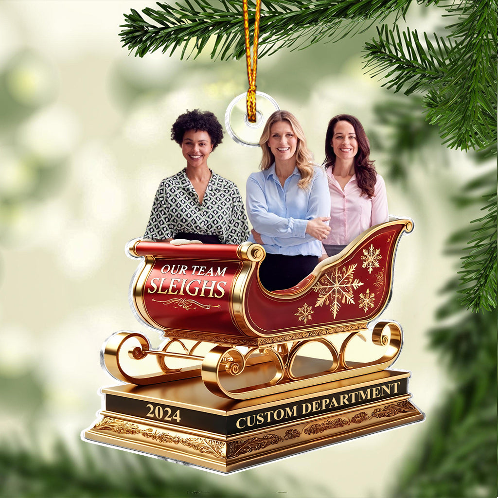 Our Team Sleigh, Colleagues Christmas Gifts - Personalized Colleague Custom Shaped Ornament