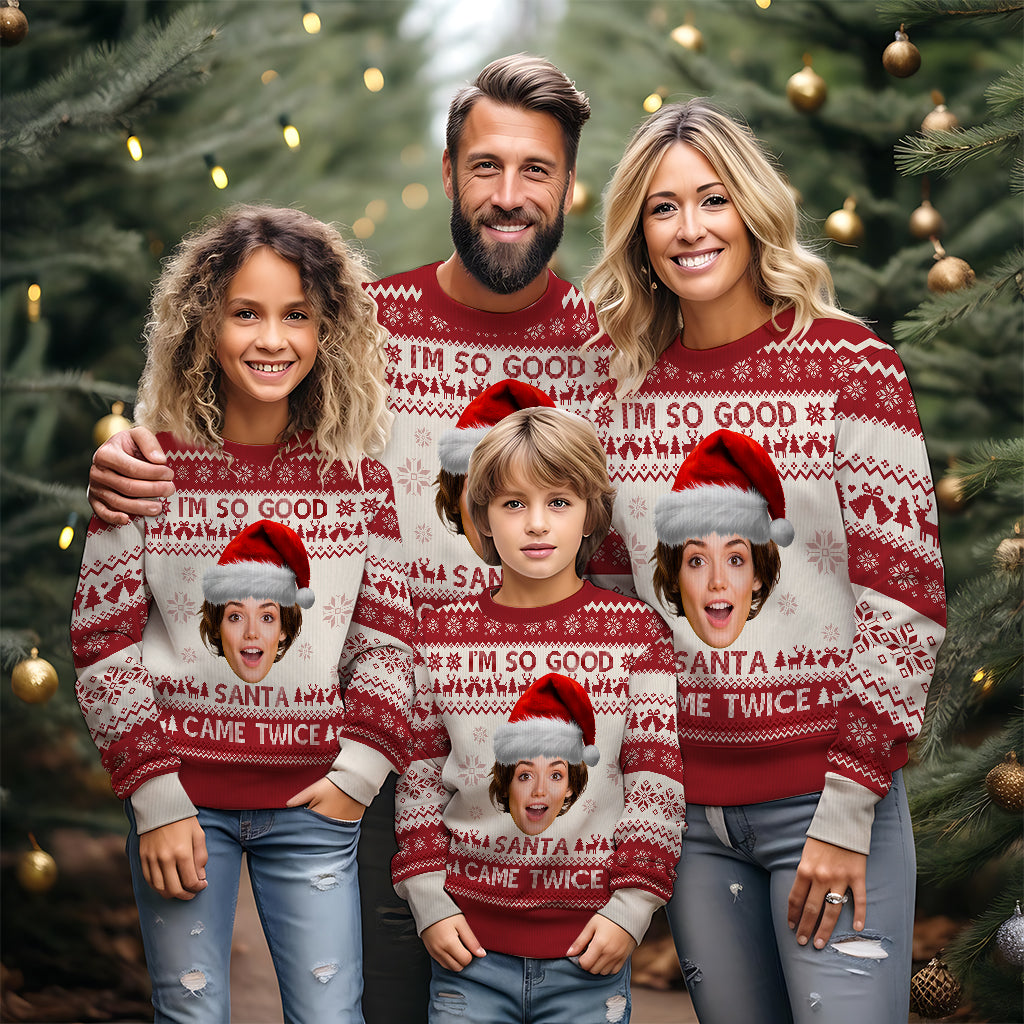 Santa Came Twice - Personalized Couple Ugly Sweater