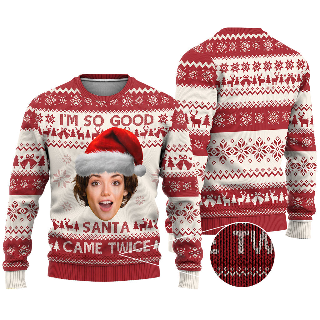 Santa Came Twice - Personalized Couple Ugly Sweater