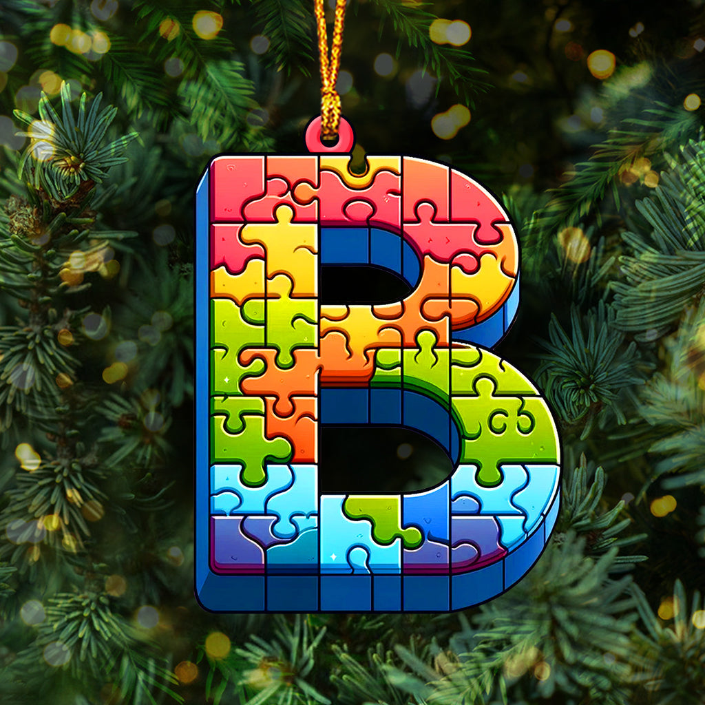 Any Letter Puzzle - Personalized Autism Awareness Ornament