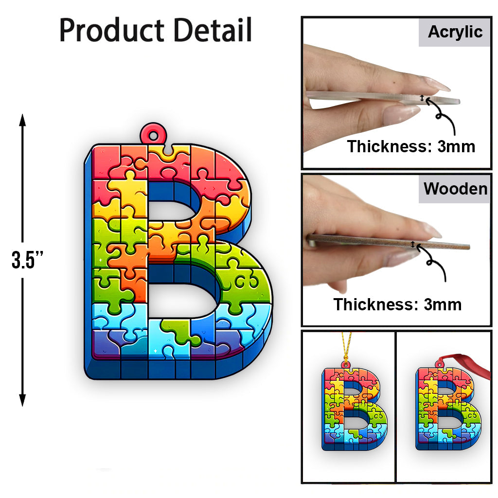 Any Letter Puzzle - Personalized Autism Awareness Ornament