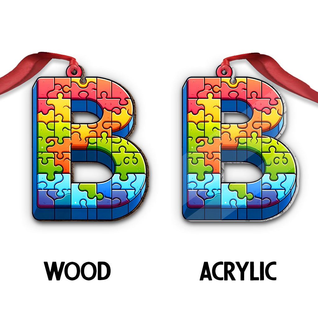 Any Letter Puzzle - Personalized Autism Awareness Ornament