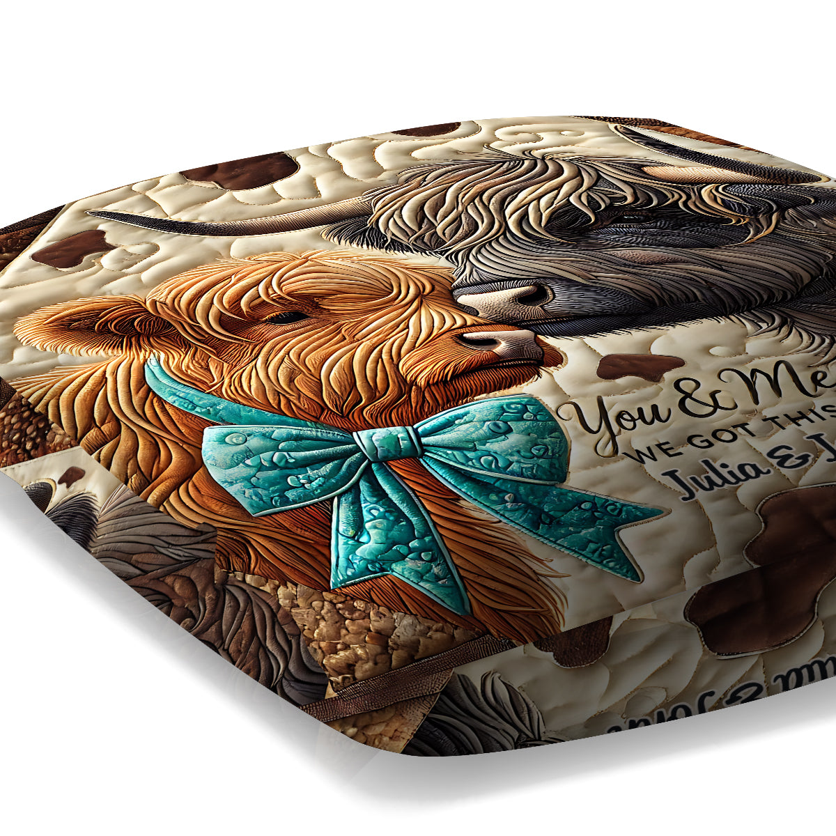 You & Me We Got This - Personalized Highland Cow Throw Pillow