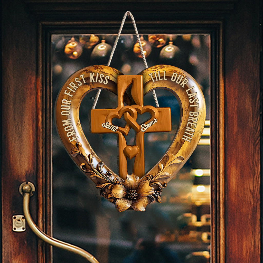 From Our First Kiss - Personalized Couple Custom Shaped Wood Sign