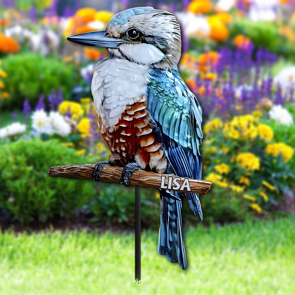 Blue Kookaburra - Personalized Gardening Metal Garden Art