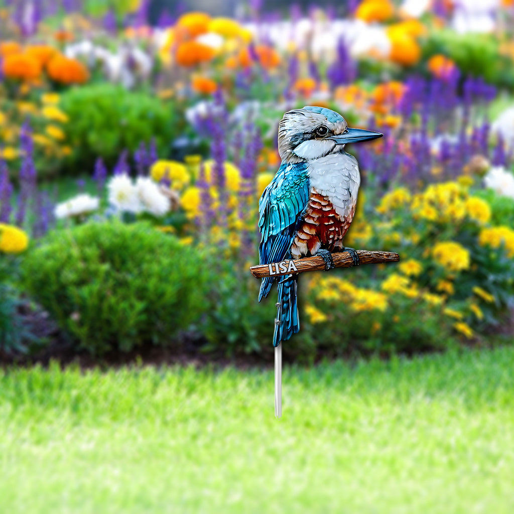 Blue Kookaburra - Personalized Gardening Metal Garden Art