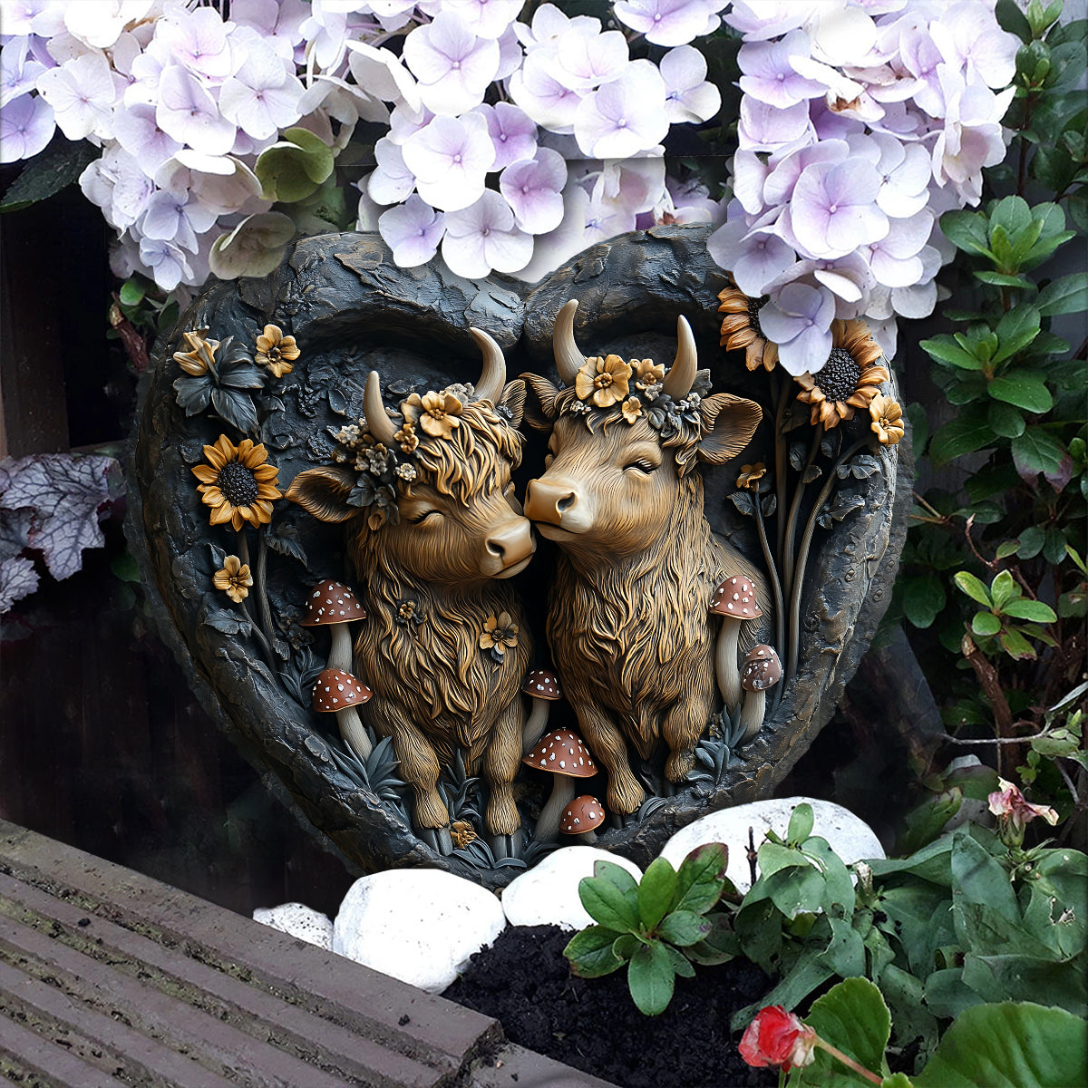 Happy Couple Country Style - Personalized Heart Shaped Stone