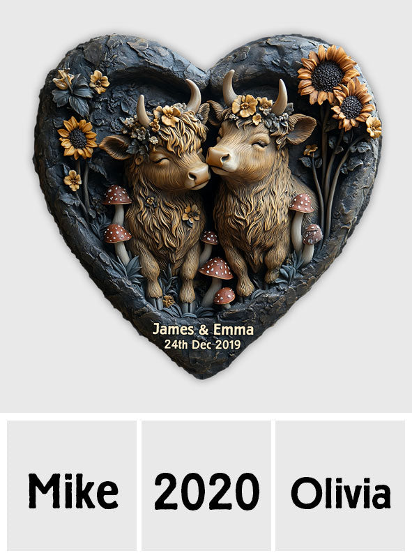 Happy Couple Country Style - Personalized Heart Shaped Stone